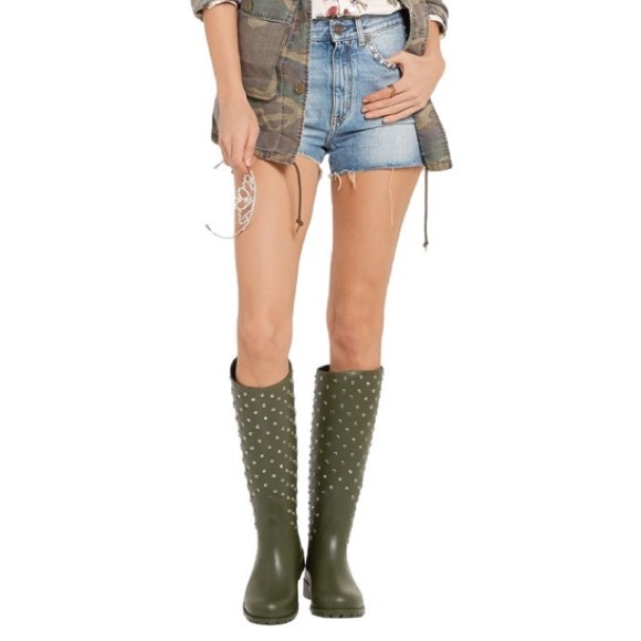 Saint Laurent Green Festival Embellished Rain Boot - Picture 2 of 8